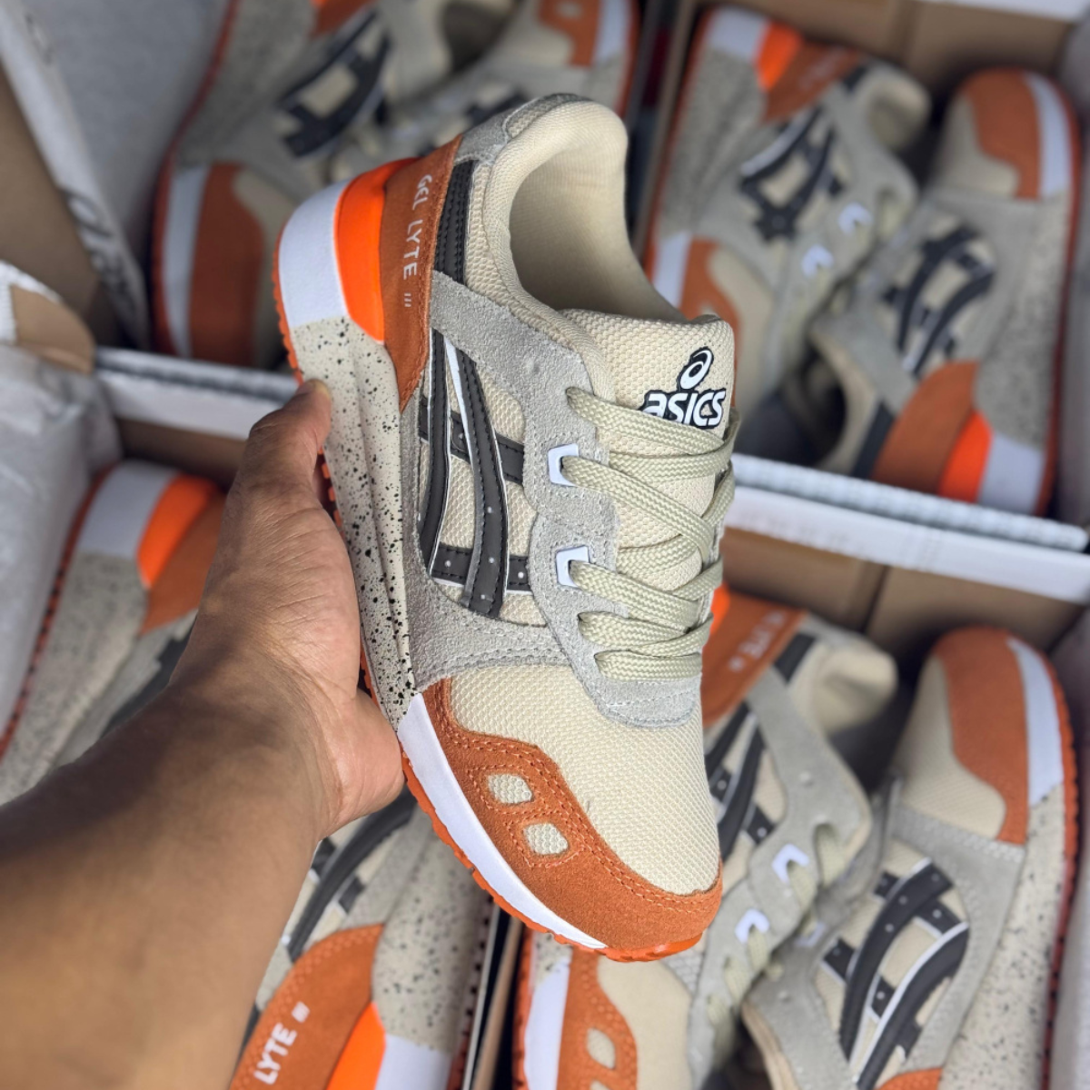 Tênis Masculino Asics Gel-Lyte III x Bege/Laranja (Premium em Couro)