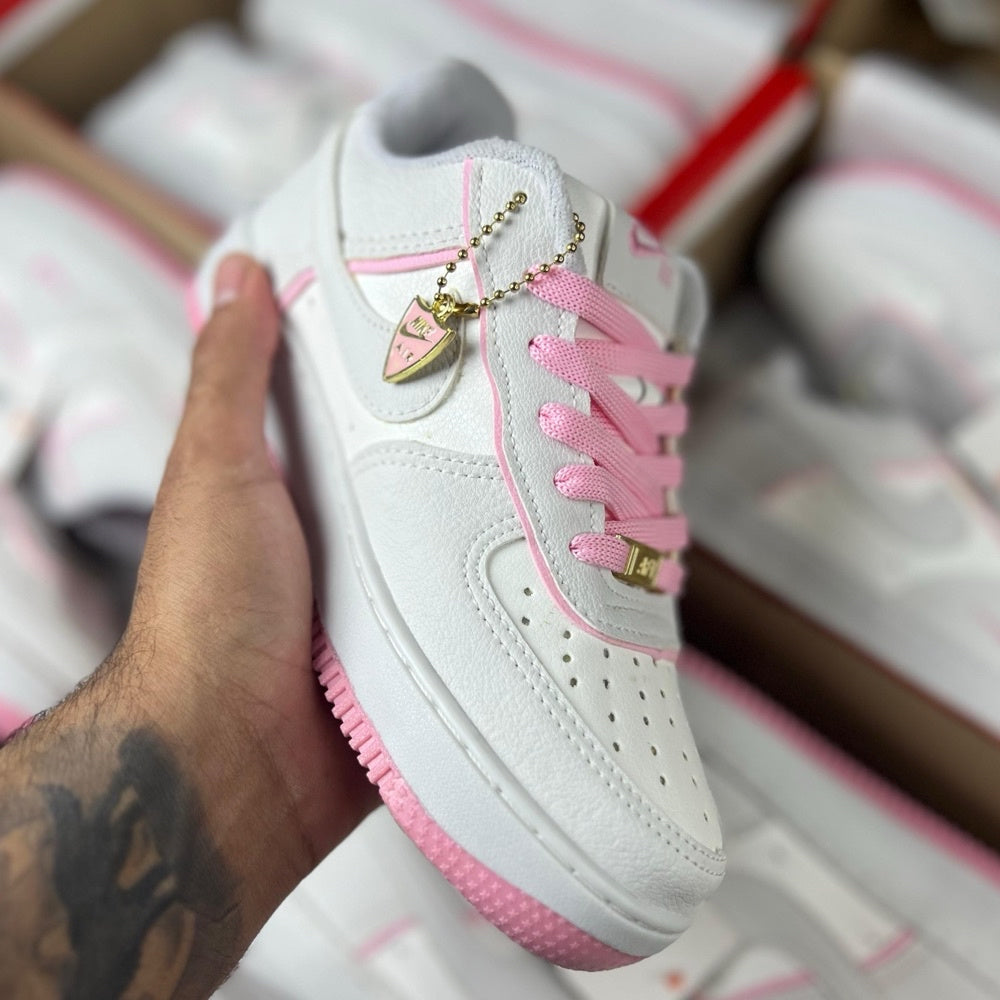 Air Force 1 Sombra x Branco/Rosa- (Linha Premium)